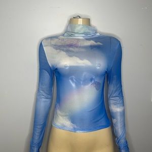 See through crop long sleeve tee